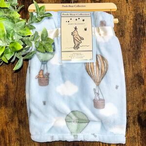 NEW Winnie the Pooh Hot Air Balloons Baby Blanket - Blue White